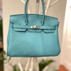 Blue Togo leather 25CM Top Handle Satchel bag